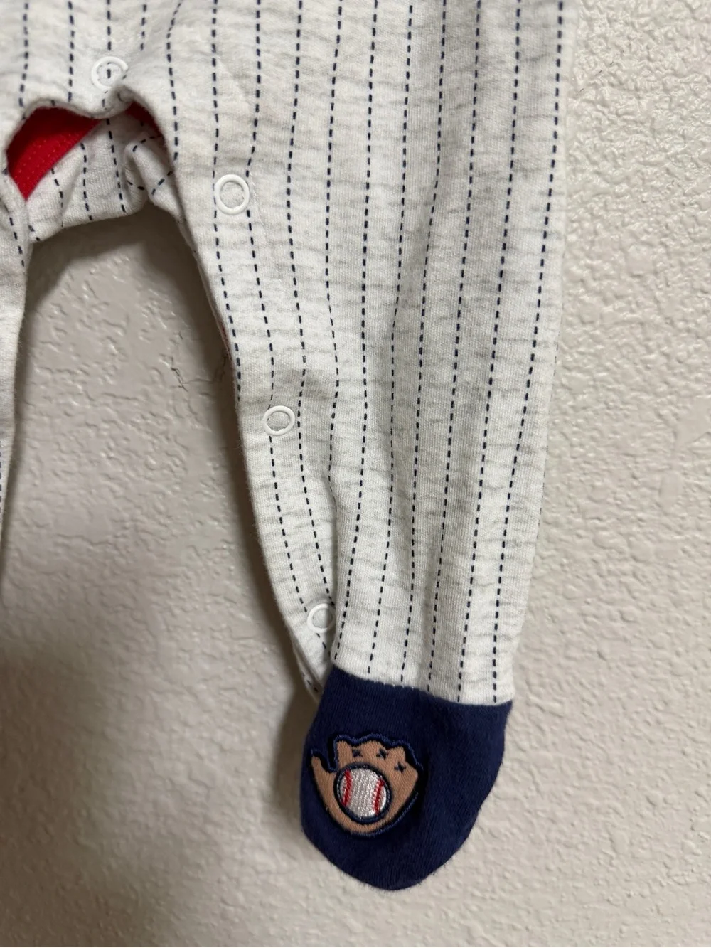 Baby Starters Navy, White & Red Little Slugger Footed One-Piece